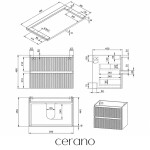 CERANO - Kúpeľňová skrinka Carole + doska pod umývadlo Navira Pro - 36 mm - biela matná ryhovaná - 60x51,6x46 CER-264323