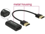 DeLock Adaptér HDMI-A samec VGA samica / kovové puzdro s 15 cm káblom (65667)