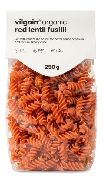 Vilgain Strukovinové cestoviny BIO – 4× fusilli z červenej šošovice 250 g