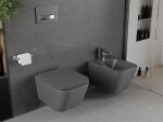 MEXEN - Madox Závesná WC misa Rimless vrátane sedátka s slow, Duroplast, svetlo šedá mat 30154061