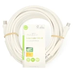 Nedis koaxiálny kábel 10 m biela / Koaxiálny kábel / IEC (M) - IEC (F) / 75 Ohm / 120 dB (CSGL40020WT100)