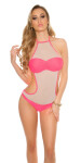 Sexy push up neckholder Monokini with mesh pink 36