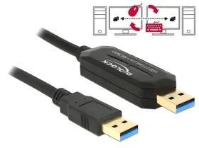 DeLock Data Link kábel s KM Switch Typ-A - Typ-A / USB kábel / USB 3.2 Gen 1 (5 Gbps) / 1,5 m (83647)