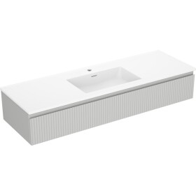 MEXEN/S - Rivel kúpeľňová skrinka 140 cm s umývadlom Otis, 1 šuplík, reliéf, šedá mat/biela mat 91A20-14023-1-BF62-W18M01