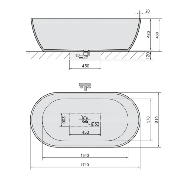 POLYSAN - REDUTA voľne stojaca vaňa liaty mramor 171x81x46cm, biela 72842