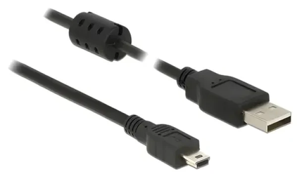 DeLock USB-A - Mini-USB B 1,5 m čierna / Kábel / USB 2.0 / pozlátené konektory (84913)