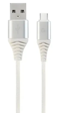Cablexpert USB-A - USB-C bielo-strieborná / USB kábel / opletený / 2 m (CC-USB2B-AMCM-2M-BW2)