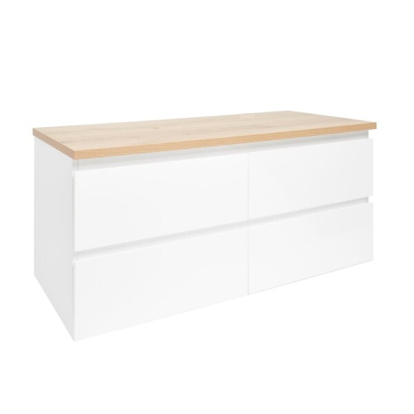 Kúpeľňová skrinka s krycou doskou SAT B-Way 119x50x45 cm biela lesk BWAY2120WDOAK BWAY2120WDOAK