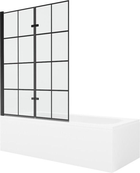 MEXEN/S - Vega obdĺžniková vaňa 180 x 80 cm s panelom + vaňová zástena 120, čierna vzor 550118080X9212027077