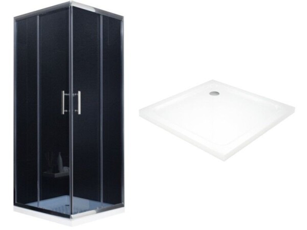 MEXEN/S - Rio sprchovací kút s vaničkou 70 x 70, grafit, chróm 860-070-070-01-40-4010