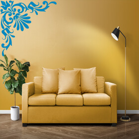 Veselá Stena Samolepka Ornament do rohu Farba: modrá, Veľkosť: 80 x 80 cm