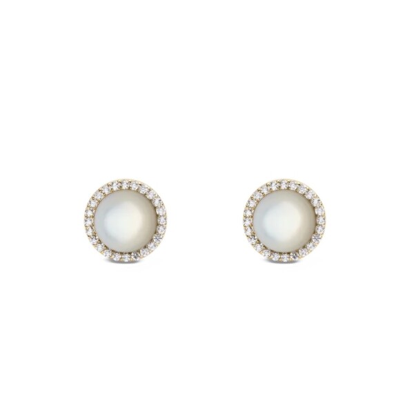 Daniel Wellington Pozlátené kôstkové náušnice s perleťou a kryštálmi Audrey DW00401405