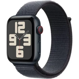 Apple Watch SE (2024) GPS + Cellular 44mm Temne atramentové hliníkové telo - Atramentovo fialový prevliekací remienok (MXGN3QC/A)