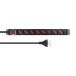Lanview rozvodný panel 8x Schuko 19" čierny / Rozvodný panel / 1U / 2 m kábel / vypínač s podsvietením (LVR-2MIT-SW-IT8)