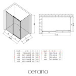 CERANO - Sprchovací kút Santoro - ľavá - 6 mm - čierna matná, mliečne sklo - 120x70 - posuvný CER-665647