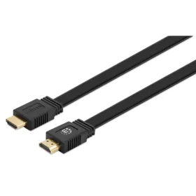 Manhattan Plochý HDMI kábel s ethernetom čierna / HDMI kábel / HDMI (M) - HDMI (M) / 10 m / UHD 4K 60 Hz / Dolby Vision (355643)