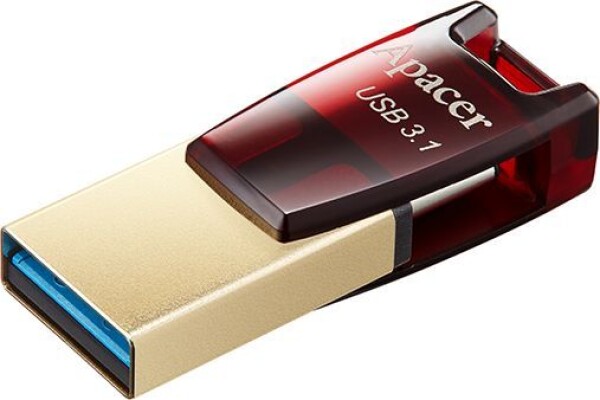 Apacer AH180 64GB OTG červená / USB flash disk / USB 3.0 (3.1 Gen 1) + USB-C / s otočnou krytkou (AP64GAH180R-1)