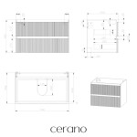 CERANO - Kúpeľňová skrinka pod umývadlo Carole - biela matná ryhovaná - 79x48x45 CER-674929