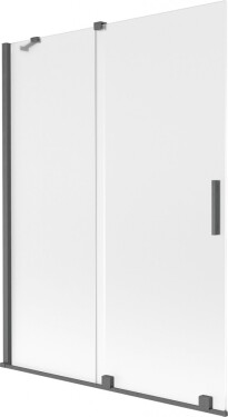 MEXEN/S - Velar dvojkrídlová posuvná vaňová zástena 130 x 150, dekor, grafit kartáčovaná 896-130-000-31-66