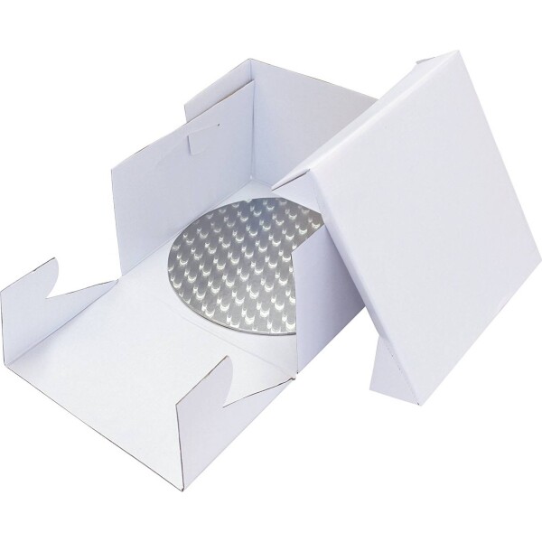 Podložka na tortu strieborná kruh priemer 33 cm + tortová krabica - PME - PME