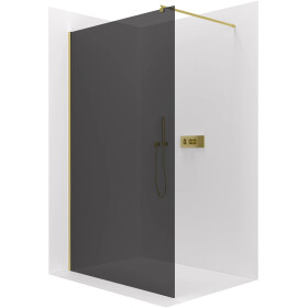 CERANO - Sprchová zástena Walk-in Onyx Round Ľ/P - 8 mm - okrúhla vzpera - zlatá, grafitové sklo - 60x200 CER-8050BD204