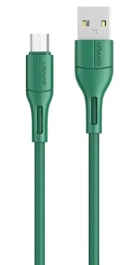 USAMS SJ502 U68 zelená / Dátový a nabíjací kábel / MicroUSB / 2A / 1m (SJ502USB04)