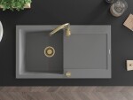 MEXEN/S MEXEN/S - Leo granitový drez s odkvapkávačom vrátane batérie Telma, šedá 6501-71-670200-50