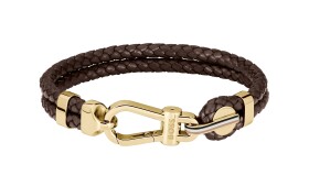 Hugo Boss Módny dvojitý náramok z hnedej kože 1580700 19 cm