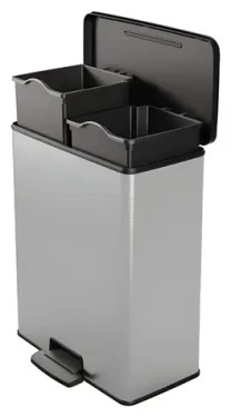 Curver Odpadkový kôš Deco Bin Duo čierna/strieborná / 2x26 l / Pedálové otváranie / Recyklovaný plast (251002)