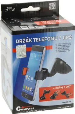 Compass Držiak telefónu a GPS na prísavku SIDE / Držiak / Prísavka s aretáciou / 360° otočný / čierna (06256)