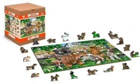Wooden City Drevené puzzle Škôlka na farme 2v1