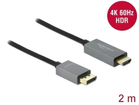DeLock Kábel Active DisplayPort 1.4 - HDMI čierna / Aktívny kábel / 4K / 60 Hz / HDR / 2 m (85929)