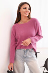 Dámsky viskózový sveter s dlhými rukávmi a okrúhlym výstrihom tmavoružovej farby UNI