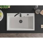 MEXEN/S MEXEN/S - Elix granitový drez 1-miska 800 x 500 mm, biela, sifón čierna 6527801005-20-B