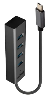 Lindy USB-C sivá / Rozbočovač / 4X USB-A / USB 3.2 Gen 1 / 5 Gbit/s (43325)