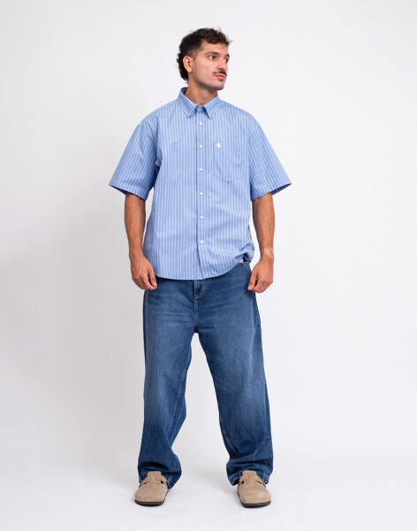 Carhartt WIP Brandon Pant Blue marble used wash L