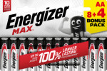 Energizer MAX AA 8+4 zadarmo 1.5V alkalické / 12ks / LR6 (EU020)