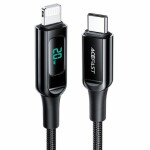 Acefast Kábel USB-C (M) - LIghtning (M) 1.2 m čierna / 20W / displej (6974316281030)