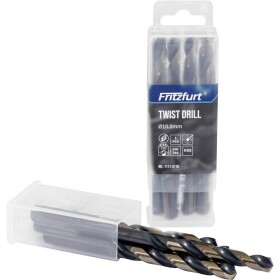 FRITZFURT 1111-3110 HSS-G kovový špirálový vrták, 5-dielna, 10 mm, délka 133 mm, odolný proti korózii, DIN 338, trojboká stopka, 5 ks; 1111-3110