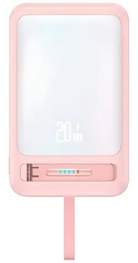 USAMS CD219 XM Series ružová / Power Bank / 10000mAh / Bezdrôtové nabíjanie 15W / PD 20W / Magnetický (10KCD21904)