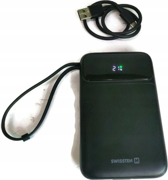 Swissten SWISSTEN, Powerbank, s bezdr�tov�m nab�jen�m, Li-Pol, 5/9/12V, zintegrowany kabel USB-C + Lighting, 10000mAh, USB-C,USB-A,Kabel Li