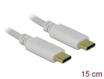 DeLock USB-C PD 100 W biela / Nabíjací kábel / USB-C - USB-C / 15 cm / 5 A (85357)