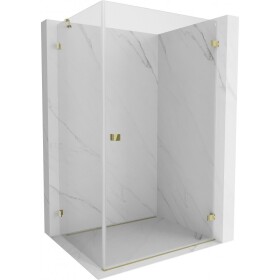 MEXEN/S - Lunar-B sprchovací kút dvere krídlové pravá 90 x 80, transparent, zlato 832-090-080-50-00-P
