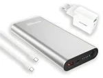 RealPower PB-20000PD Pre strieborná / Powerbanka 20000 mAh / USB-A + USB-C / 100W PD / Set (408097)