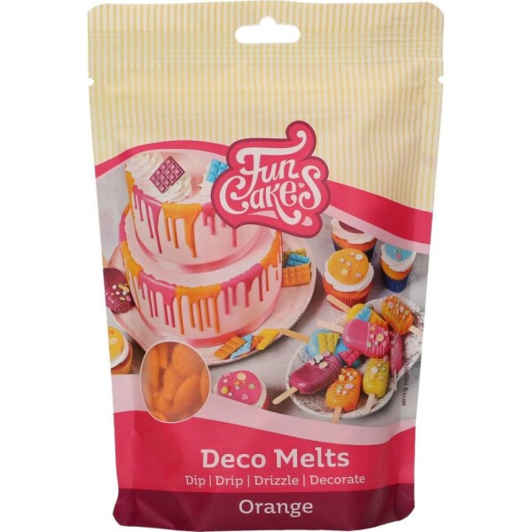 Jednoducho rozpustná poleva v peckách 250 g Oranžová - FunCakes - FunCakes