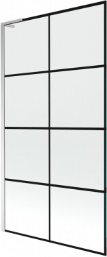 MEXEN/S - Next L vaňová zástena FIX 100 x 150, čierna vzor, chróm 895-100-000-03-77-01