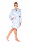 Dámsky župan s kapucňou Flora Short 4856 Patterned Ice Blue - Vestis S