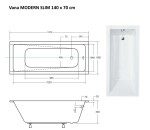 BESCO - Obdĺžniková vaňa MODERN SLIM - Nožičky k vani - S nožičkami, Rozmer vane - 140 × 70 cm VANMOD14SLIM+OLVPINOZ