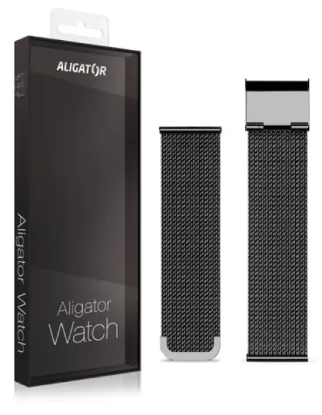 Aligator Náhradný kovový remienok pre Watch Life 20mm / čierny (20AW0014)