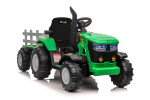 Mamido Mamido Detský elektrický traktor s vlečkou 12V 7Ah EVA kolesá ECO koža zelený